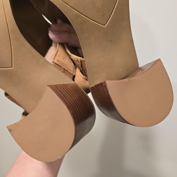 FRANCO SARTO BROWN LEATHER COMFORT SANDALS SIZE 8.5 M Womens Block Heel Boho - Picture 12 of 13